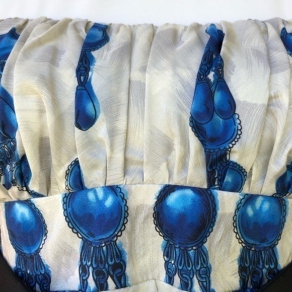 Nanette Lepore Silk White Black Blue Strapless Mini Dress 👗 - Picture 4 of 16